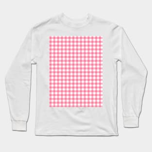 Pink White Checkered Long Sleeve T-Shirt